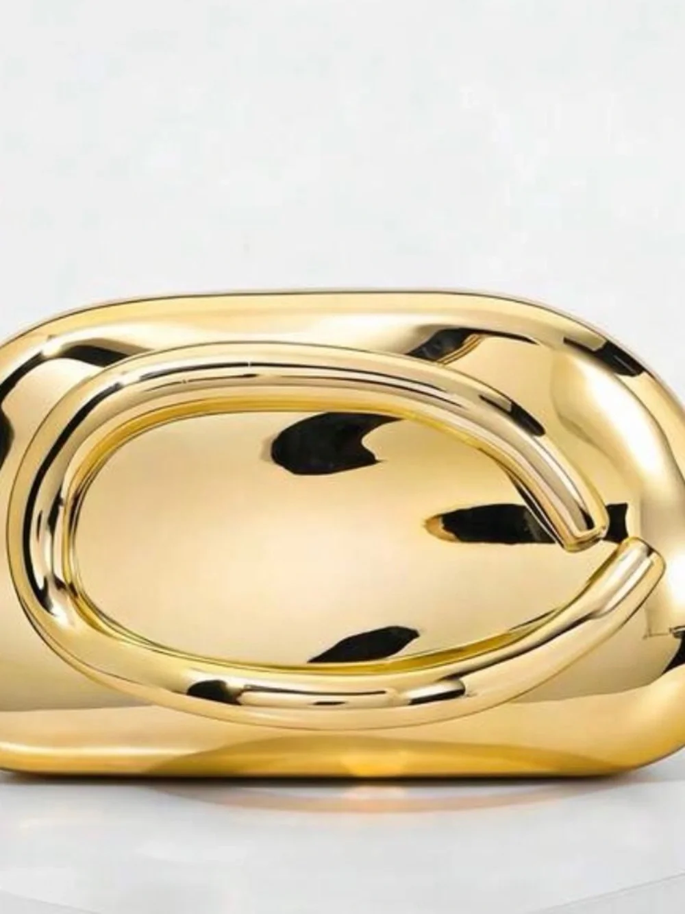 Gold Metallic Sculptural Crossbody Clutch - Women's Evening Bag